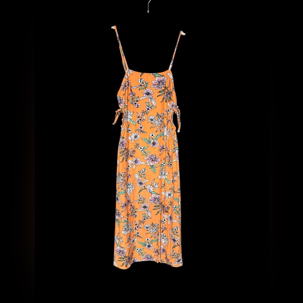 Derek Heart Orange Floral Dress with side cut outs Size Small